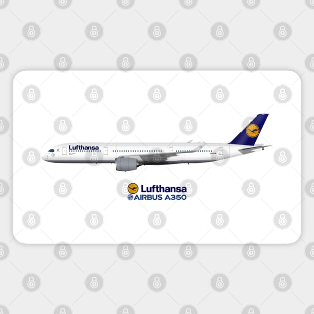 Illustration of Lufthansa Airbus A350 Magnet by SteveHClark